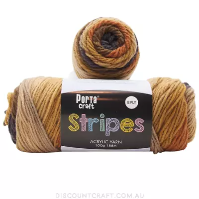 Stripes Acrylic Yarn 100g 188m 8ply - Latte • $4.50