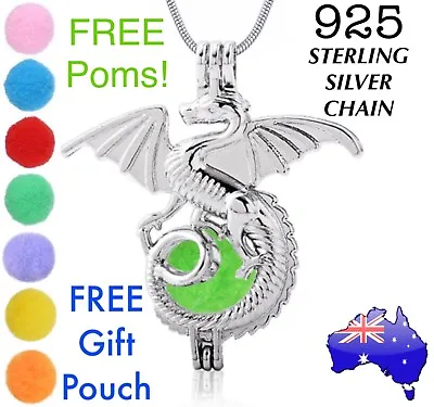 $1 • Buy Dragon Aromatherapy Essential Oil Diffuser Locket 925 Sterling Chain Necklace 