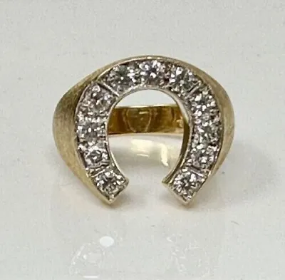 Men's 2Ct Round Real Moissanite Horseshoe Engagement Ring 14K Yellow Gold Plated • $163.99