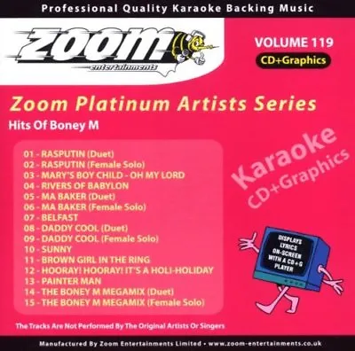 £4.95 • Buy Zoom Karaoke Platinum Artists Vol. 119 CD+G - Hits Of Boney M