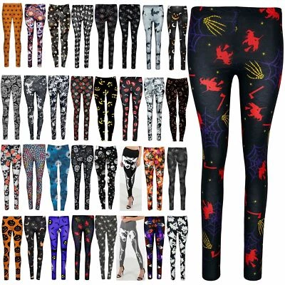 £10.49 • Buy Womens Ladies Halloween Scary Skelleton Spider Skull Skinny Jeggings Leggings