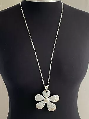 Large Daisy Flower 68x 68mm Tibetan Silver Charm Pendant 30  Long Chain Necklace • £6.99