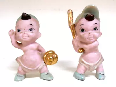 Vintage Salt & Pepper Shakers Of Baby Baseball Players (Victoria Ceramics Japan) • $9.75