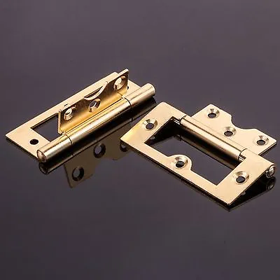 CHOOSE QTY Large Brass Flush Hinge 75mm Wardrobe Door Kitchen Cabinet/Cupboard • £4.99