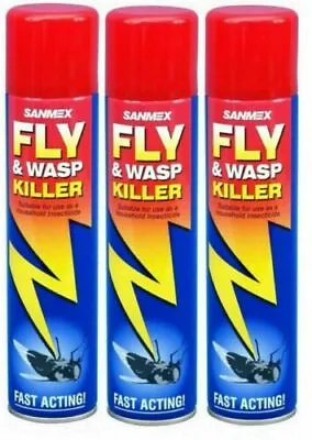 Sanmex Fly & Wasp Killer Spray Household Insectide Power Pest Control 300ml • £9.99