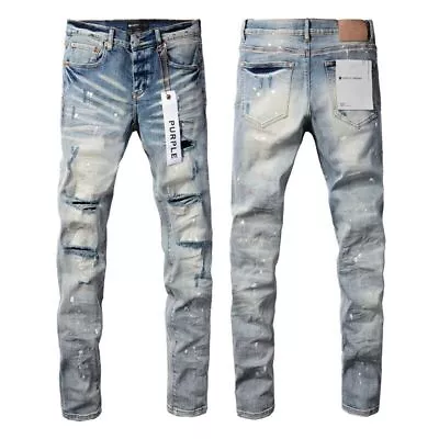 New 2024 Purple Brand Jeans High Street Blue Distressed Fashion Trend 9003 Pants • $47.98