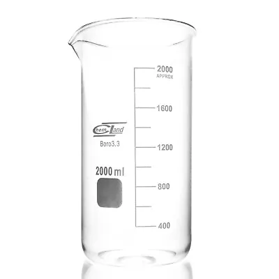 Borosilicate Glass Measuring Beaker 2000ml For Laboratory Cosmetic Chemistry • £20.99