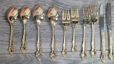 VTG Royal Sealy Company 24 KT Gold Plated Flatware 10 Piece Silverware Setting • $20