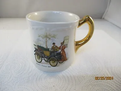 Lefton? Panhard-Levassor 1895 White Gold Shaving Mustache Coffee Mug Antique Car • $16.99