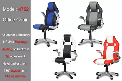 $120 • Buy Swivel Gaming Sporty Racing Office Desk Massage Recliner Chair PU Flip Up Arm