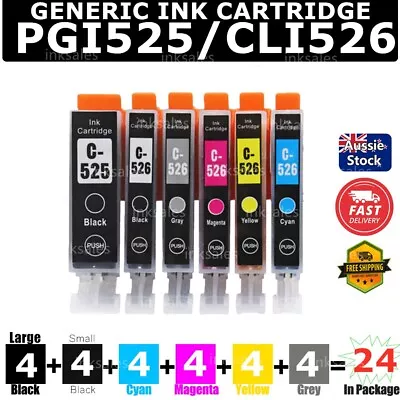 24x Generic CLI-526 PGI-525 Ink Cartridge For Canon MG6150 MG6250 MG8150 MG8250 • $37