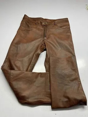 Men's Real Vintage Leather Bikers Pants Distressed Leather 5 Pockets Biker Pants • $115