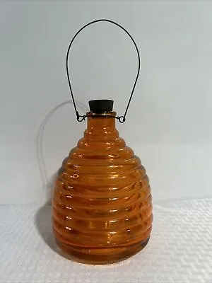 Vintage Yellow/Orange Glass Bee Hive Shaped Fly Wasp Insect Catcher Cork Stopper • $29.99