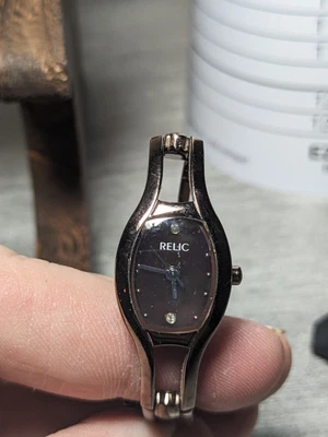 $14.99 • Buy Relic Watch Women Metallic Brown Rectangle Dial Works