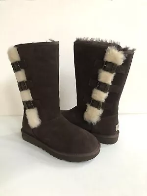 Ugg Classic Tall Klea Buckle Chocolate Water Resistant Boot Usa 8 / Eu 39 / Uk 6 • $145