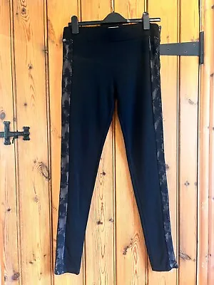 Reiss Black Lace Panel Leggings / Trousers Size M • £15