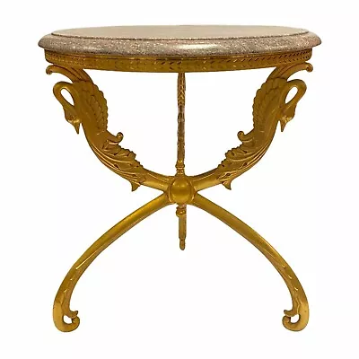 Empire Style Gilt Bronze And Marble Gueridon Table • $6800