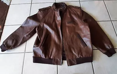 Members Only Leather Jacket Mens XL Brown  Bomber Moto  • $48.90