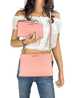 Michael Kors Trisha Medium Triple Compartment Crossbody Bag + Wallet Primrose • $124