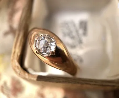 Victorian Gypsy Old Mine Cut Rose Gold Diamond Ring • $1256.50