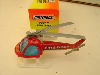 1996 Matchbox Superfast #60 Fire Dept. Helicopter New In Box • $9.99