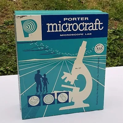 Vintage Porter Microcraft Microscope W/ EMPTY Metal Box Case 1960s INCOMPLETE • $18.60