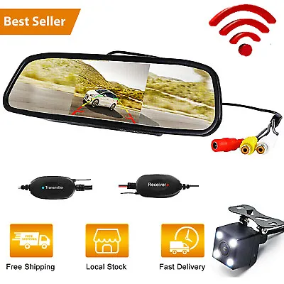 5  LCD Mirror Monitor Wireless Car Backup Camera Rear View System Night Vision • $47.99