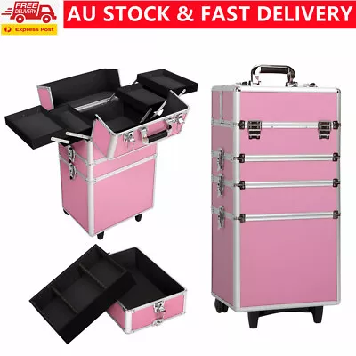 $97.99 • Buy 7 In 1 Professional Beauty Organizer Case Cosmetics Makeup Trolley Box Travel AU