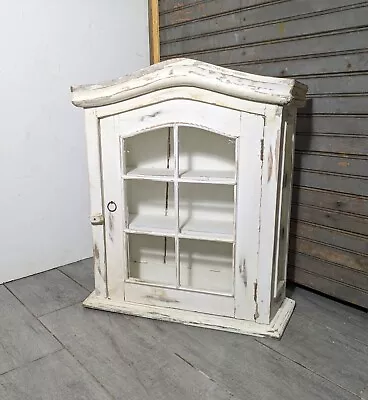 Vintage Shabby Chic Rustic Farmhouse White Wall Curio Medicine Cabinet Cupboard • $171