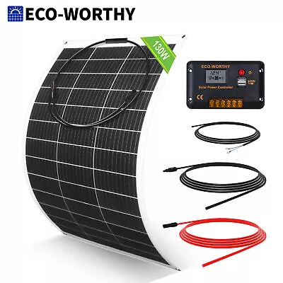 130W 12V Flexible Solar Panel Kit 30A LCD Controller For Caravan RV Boat Cabin • £104.99