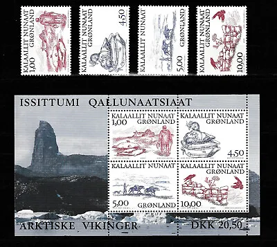 Greenland - Viking Life  Sg 390-3 & MS 394 MHN • $4.97