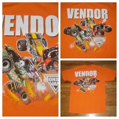 MONSTER TRUCK JAM GRAVE DIGGER VENDOR Orange Crew T Shirt M Nascar Race Car • $14.99