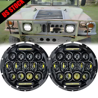 Pair 7  LED Headlights Military Truck For Hummer M998 M923 M35a2 Humvee Headlamp • $49.99