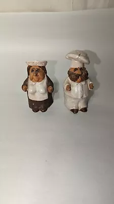 Vintage Chef W/ Mustache And Wife Salt And Pepper Shakers USED FREE SHIPP 3 1/2  • $22