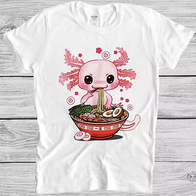 £6.95 • Buy Kawaii Axolotl Ramen Noodle Japanese Anime Funny Meme  Gift Tee T Shirt M1145