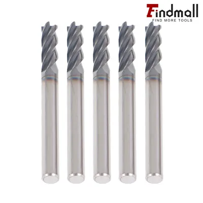 Findmall 5 PCS 3/16  SHANK DIAMETER 4 FLUTE CARBIDE END MILL - TiALN COATED • $21