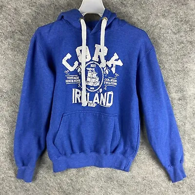 Irish Connexxion Dublin Hoodie Medium Pullover Men's Blue Drawstring Cotton • $19.99