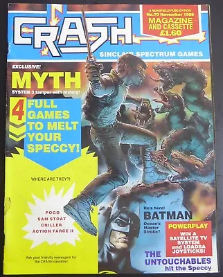 CRASH ZX Spectrum Magazine No.70 NOVEMBER 1989 W/ Footballer Poster #002 • £6