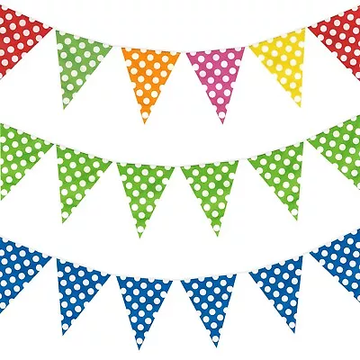 £3.99 • Buy Multicolor Polka Dot Plastic Blue Garden Festival Green Party Bunting - 10m
