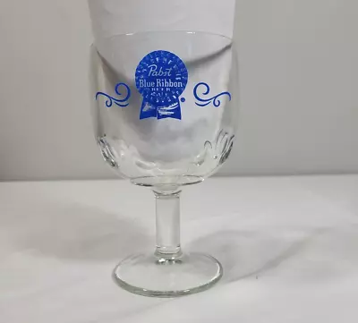 Vintage Pabst Blue Ribbon Thumbprint Dimpled Stemmed Goblet Beer Glass • $11.99