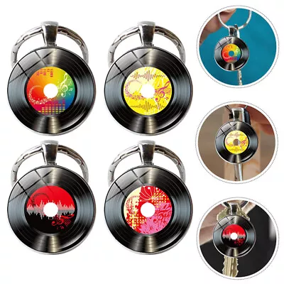  4 Pcs Record Keychain Decorations Fob Microphone Vinyl Records • $9.45