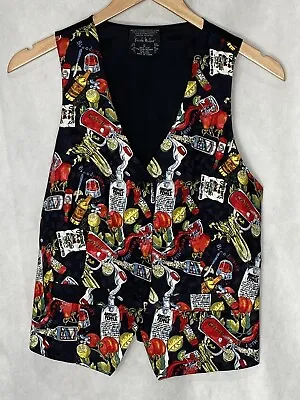 Nicole Miller Women’s 100% Silk Vest Suit Salsa Black Multicolored Size Small • $19.99