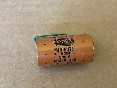 Vintage 1961 Astron 8 Uf 450v Axial Paper Minimite Capacitor For Guitar Amp (Qty • $25