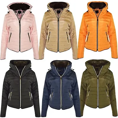 $21.95 • Buy New Ladies Quilted Padded Puffer Bubble Fur Collar Warm Thick Womens Jacket Coat