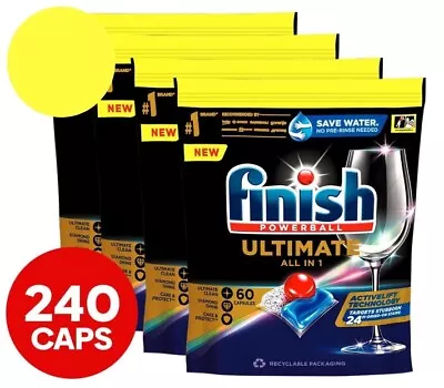 4 X 60pk Finish Powerball Ultimate All In 1 Dishwashing Tabs/Caps • $95