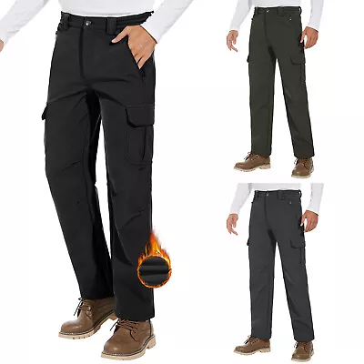 Men Fleece Lined Pants Waterproof Relaxed Fit Straight Cargo Hiking Ski Trousers • $26.99