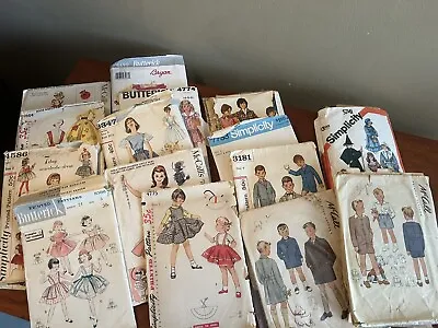 Lot Of 15 Child Vintage Sewing Patterns Simplicity Butterick McCalls 1940-80’s • $12