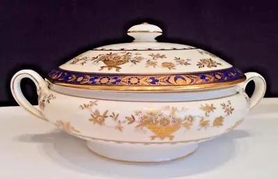 Minton Dynasty Cobalt Blue Covered Vegetable Bowl Tureen English Bone China 2nd • $1330.13