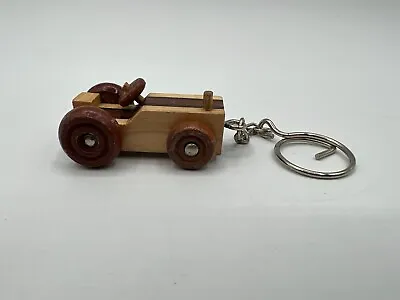 Vintage Wooden Striped Brown Race Sport Car Keychain Toy Taiwan • $6.50