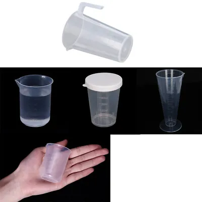 50/100ml Plastic Measuring Cup Labs Graduated Beakers Kitchen Tool Liquid Jug • £2.83